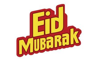 Eid Mubarak Typography Design yellow and red color vector