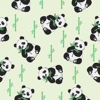 Panda and Bamboo seamless pattern background vector