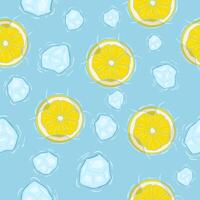 ice and lemon seamless pattern background, summer theme vector