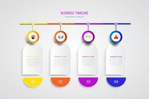 infographic template with number 4 step, integrated circles. vector