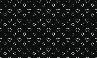 seamless pattern of black and white heart and rhombus shapes. stylish textile print with batik design. abstract background illustration vector