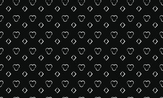 seamless pattern of black and white heart and rhombus shapes. stylish textile print with batik design. abstract background illustration vector