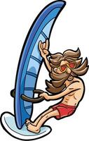 uncle Windsurfer Enjoying Summer Adventure vector