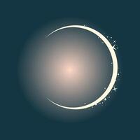 Total solar eclipse banner. Hand drawn design on dark background. vector