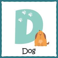 card with letter D and cute dog vector