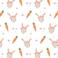 pattern with cute little bunnies and carrots vector