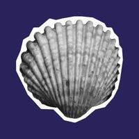 Shell in halftone isolated. illustration for poster, banner, card. Y2K style. vector