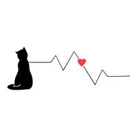 cat and heart vector