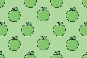 Pattern of cartoon green apples vector