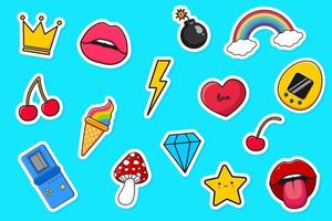 Set of stickers in retro style. Pop art illustration vector