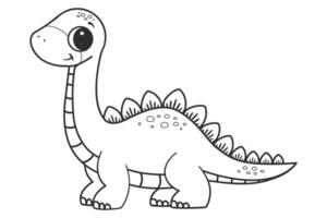 Coloring page with a picture of a cute dinosaur. Coloring book for children and adults vector
