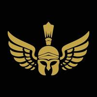 Golden Greek Spartan or Roman Knight War Helmet Symbol vector