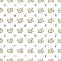 Seamless pattern with open book in flat style. Retro style texture ornament. Love reading and education concept. Hand drawn illustration. vector