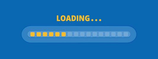 Speed upload or download. Load bar progress icon. A bright yellow element of a mobile app or website. Update stage. Waiting for a preload. illustration on blue background. vector