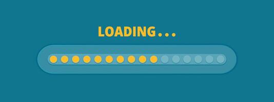 Speed upload or download. Load bar progress icon. A bright yellow element of a mobile app or website. Update stage. Waiting for a preload. illustration on blue background. vector