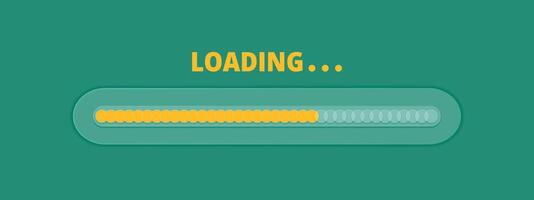 Speed upload or download. Load bar progress icon. A bright yellow element of a mobile app or website. Update stage. Waiting for a preload. illustration on green background. vector