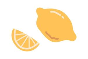 sano alimento, todo limón, agrio limon, sano vitamina alimento, exótico tropical agrios con amarillo piel plano ilustración aislado en blanco antecedentes. vector