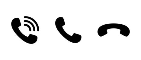 Phone handset, ringing telephone, and hang up icon in generic style vector