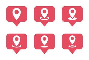 Pin location icon on speech bubble. Map marker sign symbol vector