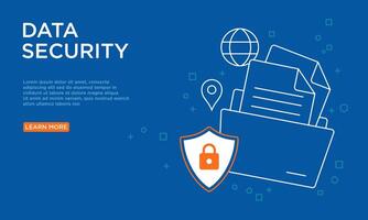 Data security illustration. Suitable for folder privacy application. Outline illustration of folder document with padlock. vector