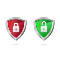 Realistic illustration of shield with padlock. Suitable for design element of digital security. Realistic shield for app lock illustration. vector