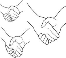 Set of holding hands hand drawn line art vector