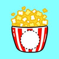 Popcorn character. hand drawn cartoon kawaii character illustration icon. Isolated on blue background. Popcorn character concept vector