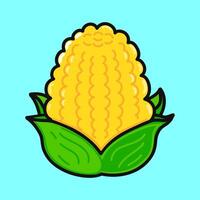 Corn character. hand drawn cartoon kawaii character illustration icon. Isolated on blue background. Corn character concept vector