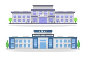 ilustrado policía estación edificios vector