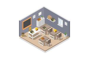 Isometric classroom on white background vector