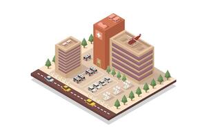 Isometric hospital on white background vector