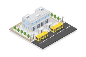 Bus stop isometric on white background vector