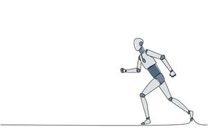 Single continuous line drawing smart robotic leisurely strolling. Habit to get rid of nervousness. Nervous when meeting big client. Light exercise for health. Tech. One line design illustration vector