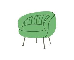 verde Sillón escandinavo aislado en blanco antecedentes para el interiores de habitaciones. ilustración plano estilo vector