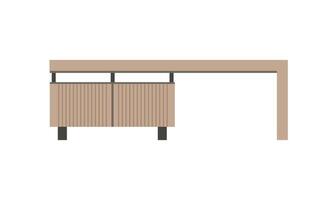 The table is a Scandinavian style console table. A wooden table. illustration of a flat style Modern room interior vector