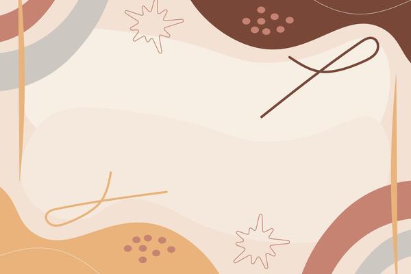 Hand drawn soft abstract floral boho shape background template