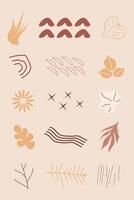 Hand drawn soft abstract floral boho shape element bundle vector