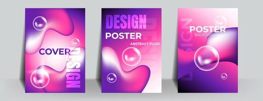 abstract poster or cover background design with purple and pink gradient fluid shapes. illustration vector