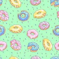 seamless pattern with donuts. Editable hand drawn pattern. Perfect pictures for fabric, textile, clothing, wrapping paper, wallpaper vector