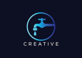 Creative and minimal colorful Water Tap logo template vector