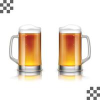 two glasses of beer toasting creating splash vector