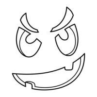 Angry face of Jack Lantern Halloween pumpkin. Spooky hand drawn line icon. Autumn holiday decoration. vector