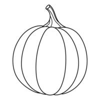 Autumn pumpkin simple line icon. Hand drawn illustration for Halloween and Thanksgiving decoration. vector