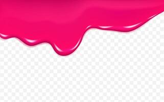Flowing cherry or raspberries jam.Dripping pink caramel and sause. vector