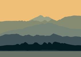panoramic view of mountains. Illustrated in a flat style. vector