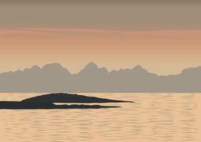 A panoramic view of ocean. Illustrated in flat style.the vector