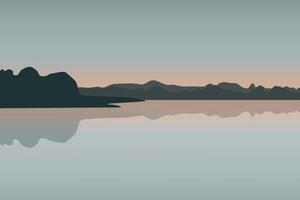 hermosa lago paisaje. ilustración en plano estilo. vector