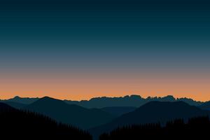 panoramic view of mountains. Illustrated in a flat style. vector