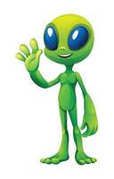 Cute alien waving hand. Cartoon character illustration isolated on white background vector