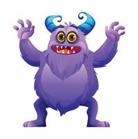 Funny furry monster cartoon character illustration vector